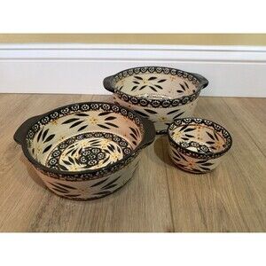 Temptations by Tara QVC Ovenware Blue “Old World” Ceramic Bowls Set of 3